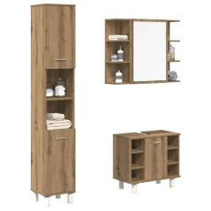 vidaXL Set Mobili da Bagno 3 pz Rovere Artigianale Legno Multistrato