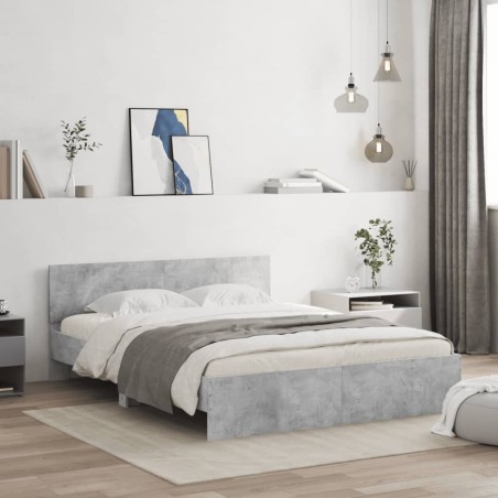 vidaXL Giroletto con Testiera Grigio Cemento 140x190 cm