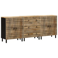 vidaXL Credenze 3 pz in Legno Massello di Mango
