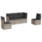 vidaXL Set Divano da Giardino 5pz con Cuscini Grigio Chiaro Polyrattan