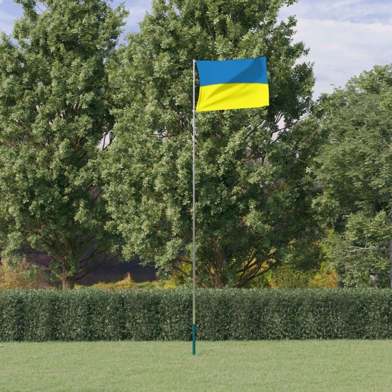 vidaXL Asta e Bandiera Ucraina 5,55 m Alluminio vidaXL Asta e Bandiera Ucraina 5,55 m Alluminio
