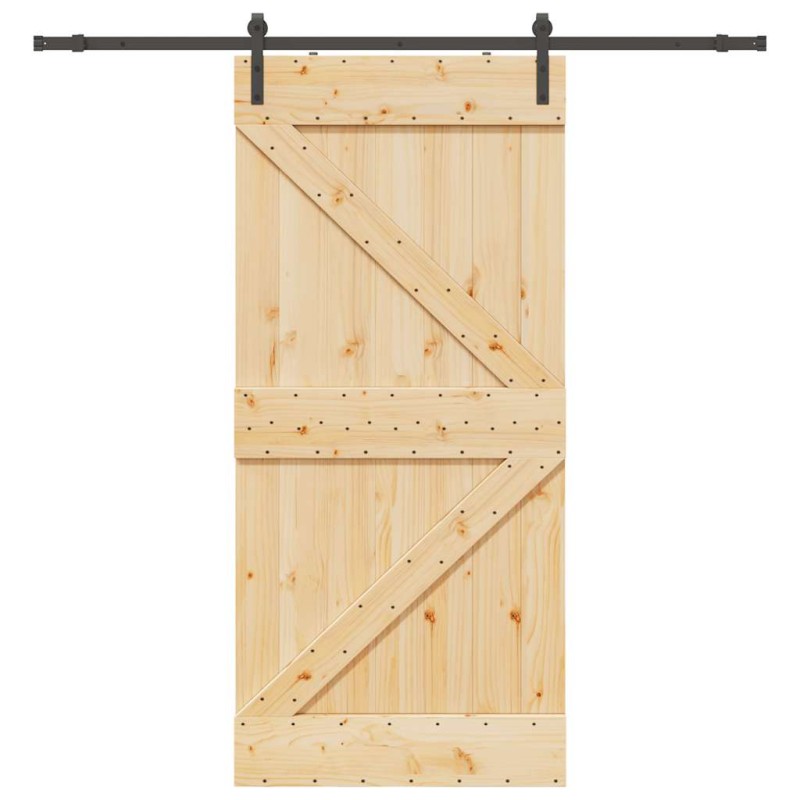 vidaXL Porta Scorrevole con Set Hardware 100x210cm Legno Massello Pino