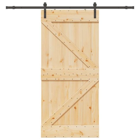 vidaXL Porta Scorrevole con Set Hardware 100x210cm Legno Massello Pino