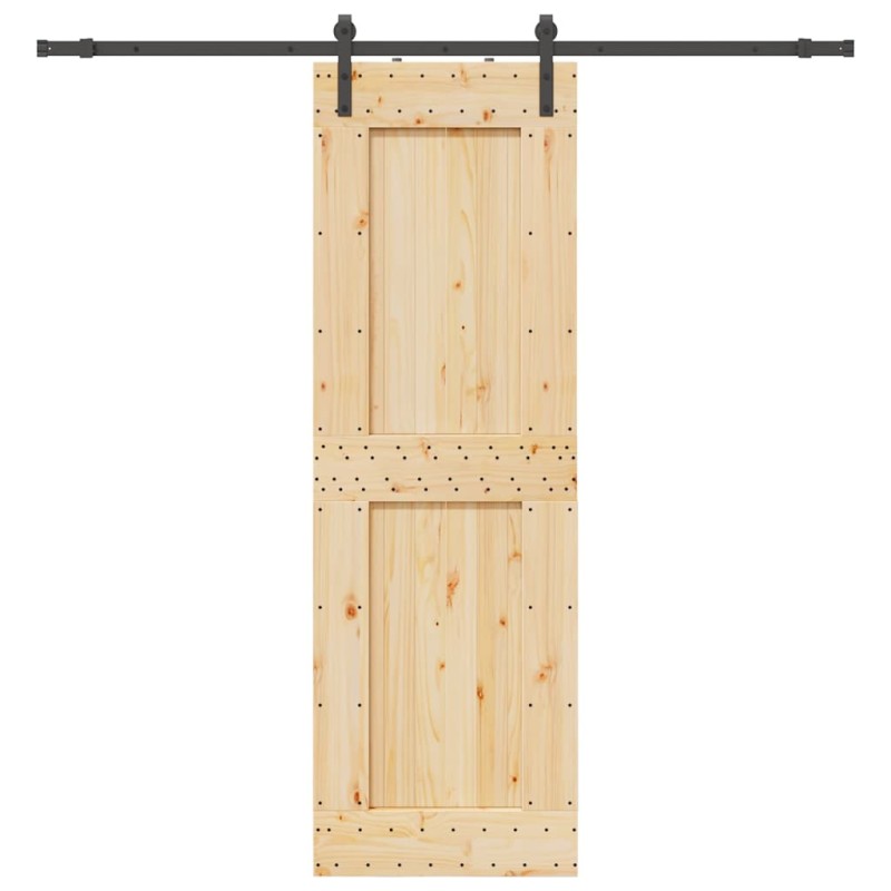 vidaXL Porta Scorrevole con Set Hardware 70x210 cm Legno Massello Pino