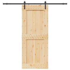 vidaXL Porta Scorrevole con Set Hardware 95x210 cm Legno Massello Pino