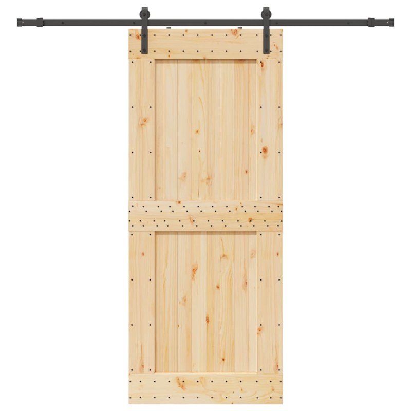 vidaXL Porta Scorrevole con Set Hardware 95x210 cm Legno Massello Pino
