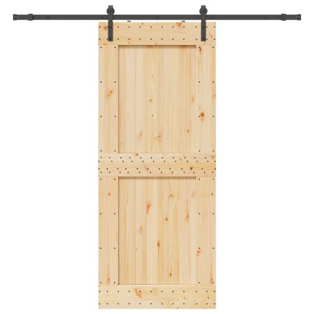 vidaXL Porta Scorrevole con Set Hardware 95x210 cm Legno Massello Pino