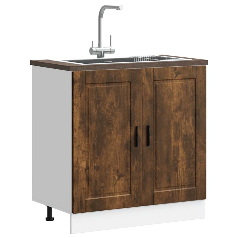 vidaXL Mobile base lavello Porto Rovere Fumo 80x46x81,5 cm Truciolato vidaXL Mobile base lavello Porto Rovere Fumo 80x46x81,5 cm Truciolato