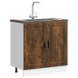 vidaXL Mobile base lavello Porto Rovere Fumo 80x46x81,5 cm Truciolato vidaXL Mobile base lavello Porto Rovere Fumo 80x46x81,5 cm Truciolato