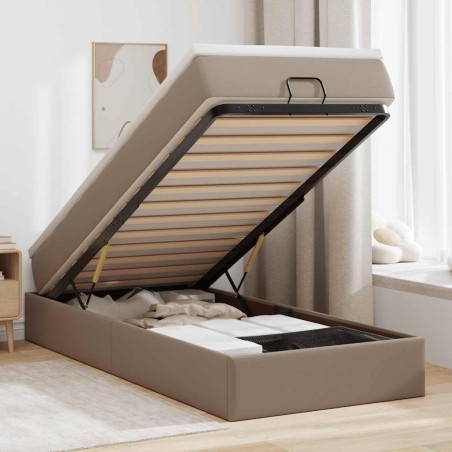 vidaXL Struttura Letto Pouf con Materasso 90x200 cm Similpelle