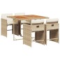 vidaXL Set da Pranzo da Giardino 5 pz con Cuscini Beige in Polyrattan vidaXL Set da Pranzo da Giardino 5 pz con Cuscini Beige in Polyrattan