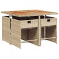 vidaXL Set da Pranzo da Giardino 5 pz con Cuscini Beige in Polyrattan vidaXL Set da Pranzo da Giardino 5 pz con Cuscini Beige in Polyrattan