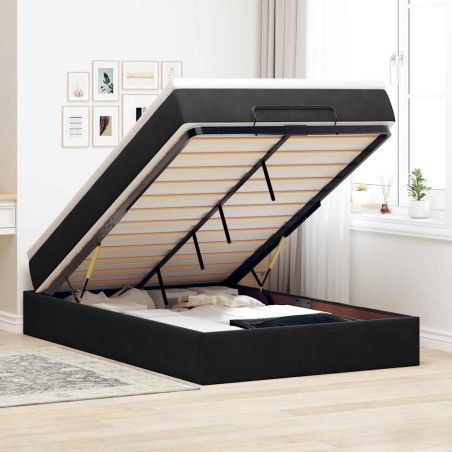 vidaXL Pouf Letto con Materasso Nero 120x190 cm Velluto