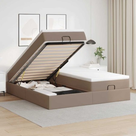 vidaXL Struttura Letto Pouf con Materassi 180x200 cm Similpelle