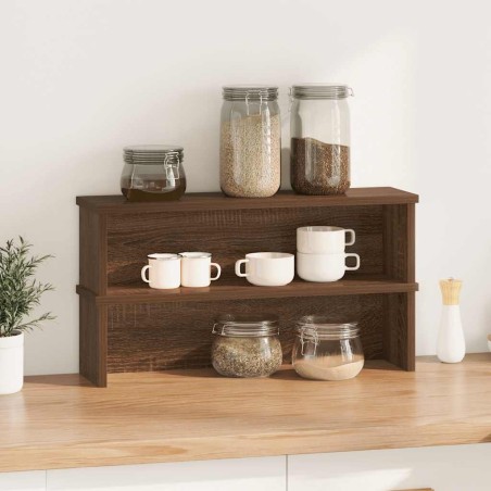 vidaXL Scaffali da Cucina Impilabili 2 pz Rovere Marrone 60x15x16 cm