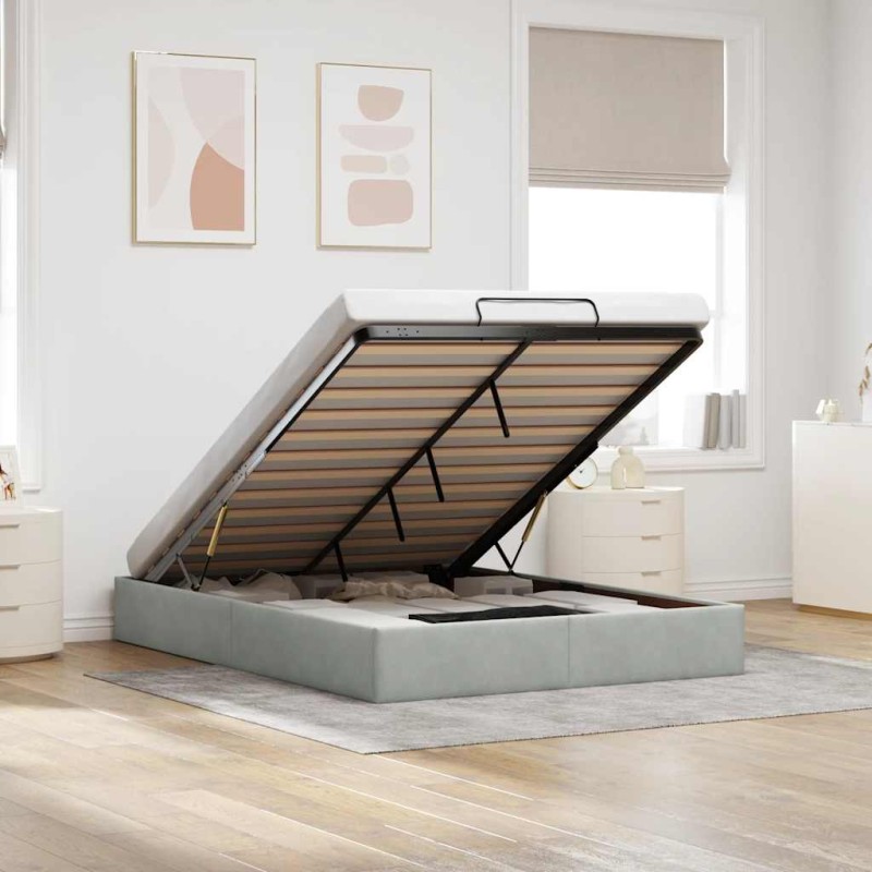 vidaXL Struttura Letto Pouf Senza Materasso 140x190 cm Velluto