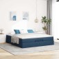 vidaXL Struttura Letto Pouf con Materasso Blu 180x200cm in Tessuto vidaXL Struttura Letto Pouf con Materasso Blu 180x200cm in Tessuto