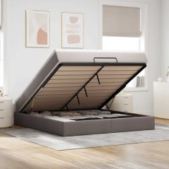 vidaXL Struttura Letto Pouf con Materasso Tortora 180x200cm in Tessuto