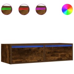 vidaXL Mobile Porta TV con Luci LED Rovere Fumo 100X35,5x25 cm