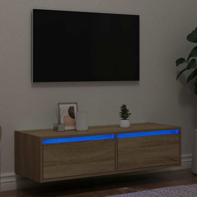 vidaXL Mobile Porta TV con Luci LED Rovere Sonoma 100X35,5x25 cm vidaXL Mobile Porta TV con Luci LED Rovere Sonoma 100X35,5x25 cm