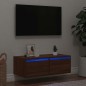 vidaXL Mobile Porta TV con Luci LED Rovere Marrone 75x35,5x25 cm vidaXL Mobile Porta TV con Luci LED Rovere Marrone 75x35,5x25 cm