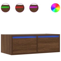 vidaXL Mobile Porta TV con Luci LED Rovere Marrone 75x35,5x25 cm