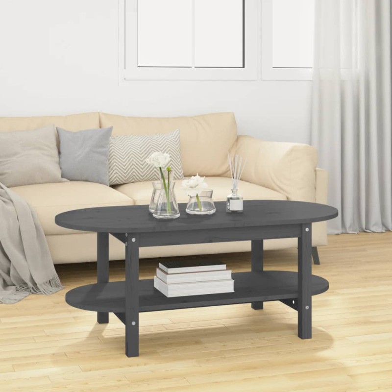 Tavolino da Salotto Grigio 110x55x45 cm Legno Massello di Pino Tavolino da Salotto Grigio 110x55x45 cm Legno Massello di Pino