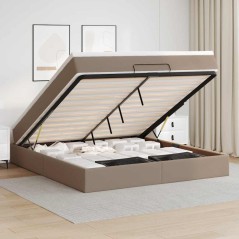 vidaXL Struttura Letto Pouf con Materasso 180x200 cm Similpelle