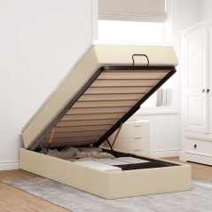 vidaXL Struttura Letto Pouf con Materasso Crema 90x200 cm in Tessuto