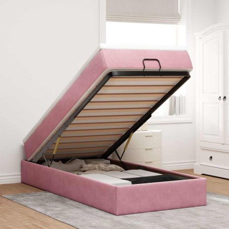 vidaXL Struttura Letto Pouf con Materasso Rosa 80x200 cm Velluto