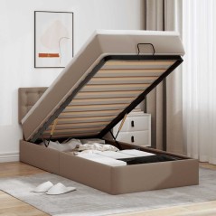 vidaXL Letto Pouf con Materasso Cappucino 90x190 cm Similpelle