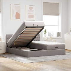 vidaXL Struttura Letto Pouf con Materassi Tortora 180x200cm in Tessuto