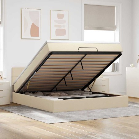 vidaXL Struttura Letto Pouf con Materasso Crema 180x200 cm in Tessuto