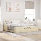vidaXL Struttura Letto Pouf con Materasso Crema 180x200 cm in Tessuto