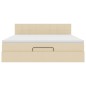 vidaXL Struttura Letto Pouf con Materasso Crema 180x200 cm in Tessuto
