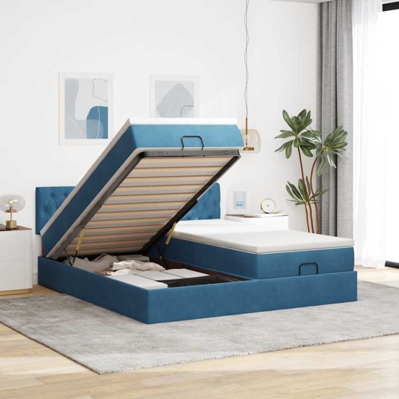 vidaXL Struttura Letto Pouf con Materassi 160x200 cm Velluto vidaXL Struttura Letto Pouf con Materassi 160x200 cm Velluto