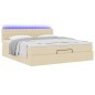vidaXL Struttura Letto Pouf con Materasso Crema 180x200 cm in Tessuto vidaXL Struttura Letto Pouf con Materasso Crema 180x200 cm in Tessuto