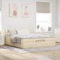 vidaXL Struttura Letto Pouf con Materasso Crema 180x200 cm in Tessuto vidaXL Struttura Letto Pouf con Materasso Crema 180x200 cm in Tessuto