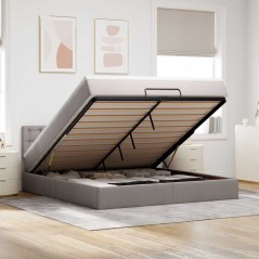 vidaXL Struttura Letto Pouf con Materasso Tortora 180x200cm in Tessuto