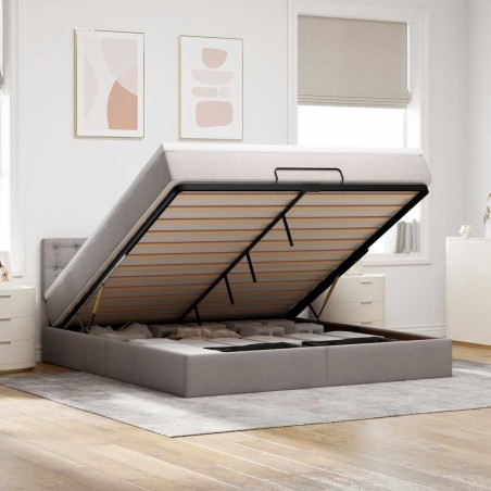 vidaXL Struttura Letto Pouf con Materasso Tortora 180x200cm in Tessuto