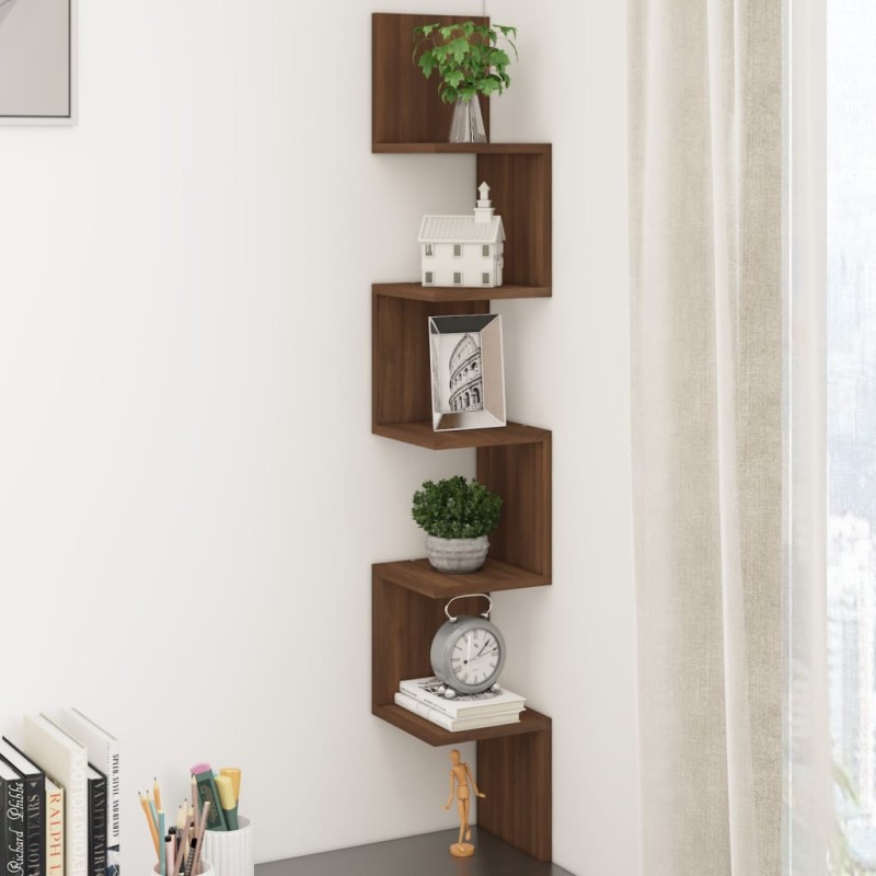 Mensola Angolare Rovere Marrone 20x20x127,5cm Legno Multistrato Mensola Angolare Rovere Marrone 20x20x127,5cm Legno Multistrato