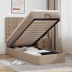vidaXL Letto Pouf con Materasso Cappucino 90x200 cm Similpelle