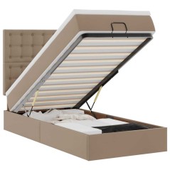 vidaXL Letto Pouf con Materasso Cappucino 90x200 cm Similpelle