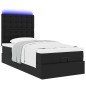 vidaXL Struttura Letto Pouf con Materasso Nero 90x190 cm Similpelle