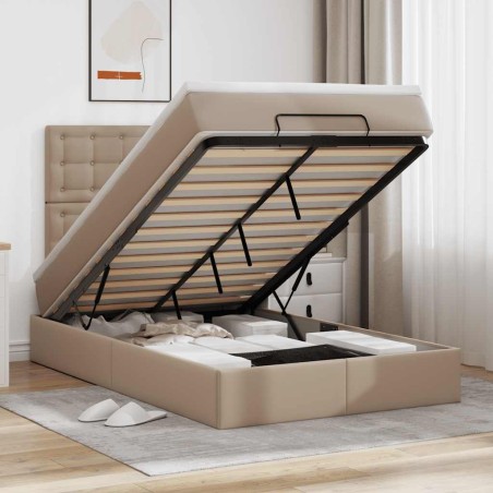 vidaXL Struttura Letto Pouf con Materasso 120x190 cm Similpelle