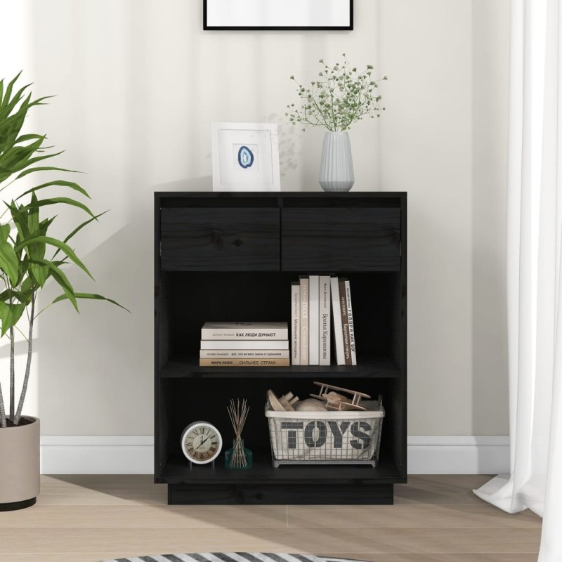 Mobile Consolle Nero 60x34x75 cm in Legno Massello di Pino Mobile Consolle Nero 60x34x75 cm in Legno Massello di Pino
