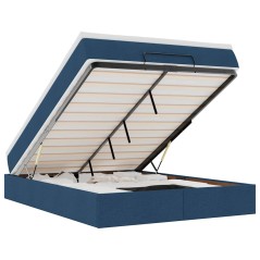 vidaXL Struttura Letto Pouf con Materasso Blu 140x200cm in Tessuto