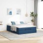 vidaXL Struttura Letto Pouf con Materasso Blu 140x200cm in Tessuto