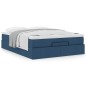 vidaXL Struttura Letto Pouf con Materasso Blu 140x200cm in Tessuto