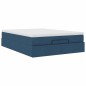 vidaXL Struttura Letto Pouf con Materasso Blu 140x200cm in Tessuto